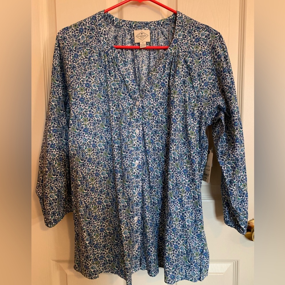 St John’s Bay Blue Ditsy Floral Top